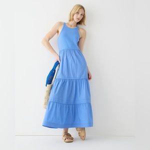 NWT J. Crew Vintage rib high-neck cutaway tank dress with poplin skirt